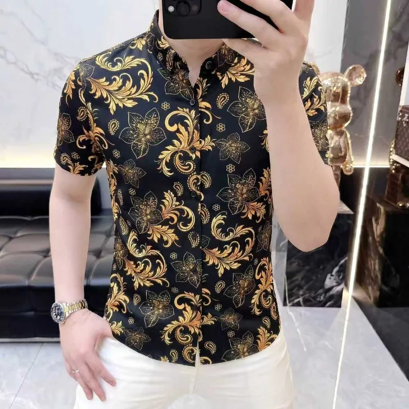 European American Retro Short Sleeved Shirt for Men Ice Silk Breathable Casual Business Social Shirt Streetwear Men Clothing
European American Retro Short Sleeved Shirt for Men Ice Silk Breathable Casual Business Social Shirt Streetwear Men Clothing