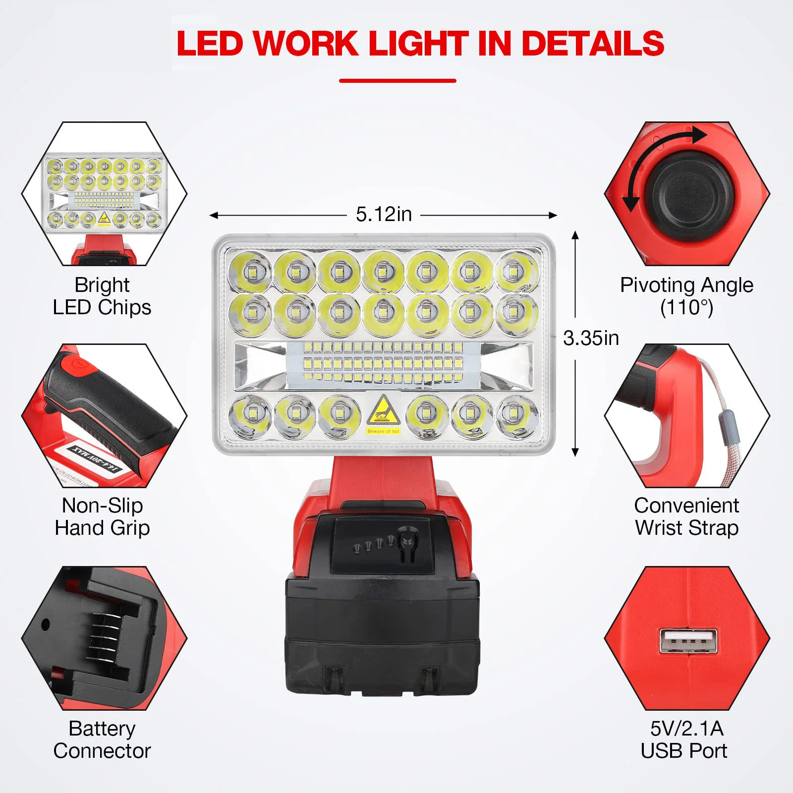 Cordless LED Work Light for Milwaukee 18v M18 Li-ion Battery 18w 2000lm Outdoor Flashlight Spotlight Floodlight Camping Lanterns
Cordless LED Work Light for Milwaukee 18v M18 Li-ion Battery 18w 2000lm Outdoor Flashlight Spotlight Floodlight Camping Lanterns
