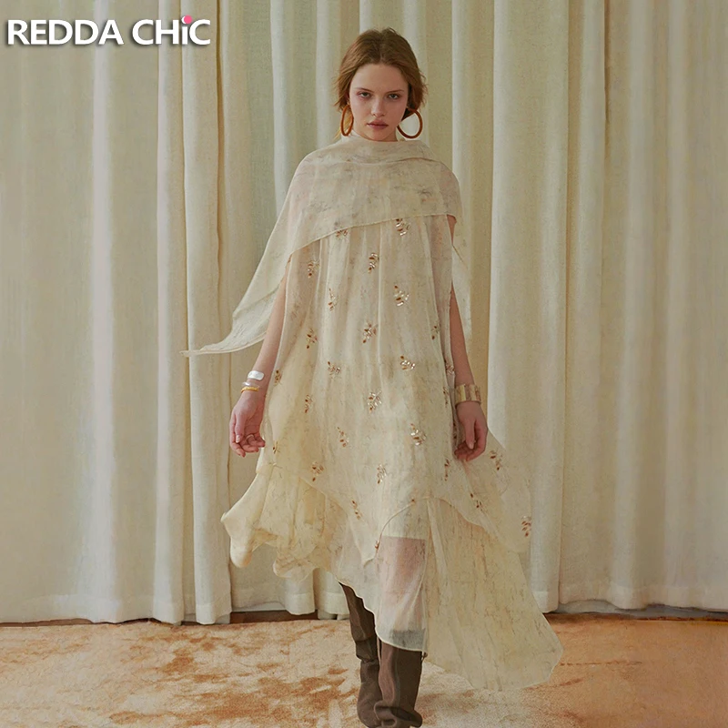 REDDACHiC Gold-thread Embroidery Tulle Dress & Shawl Wraps Holiday Sequined A-line Irregular Long Dress Summer Woman Clothes
REDDACHiC Gold-thread Embroidery Tulle Dress & Shawl Wraps Holiday Sequined A-line Irregular Long Dress Summer Woman Clothes