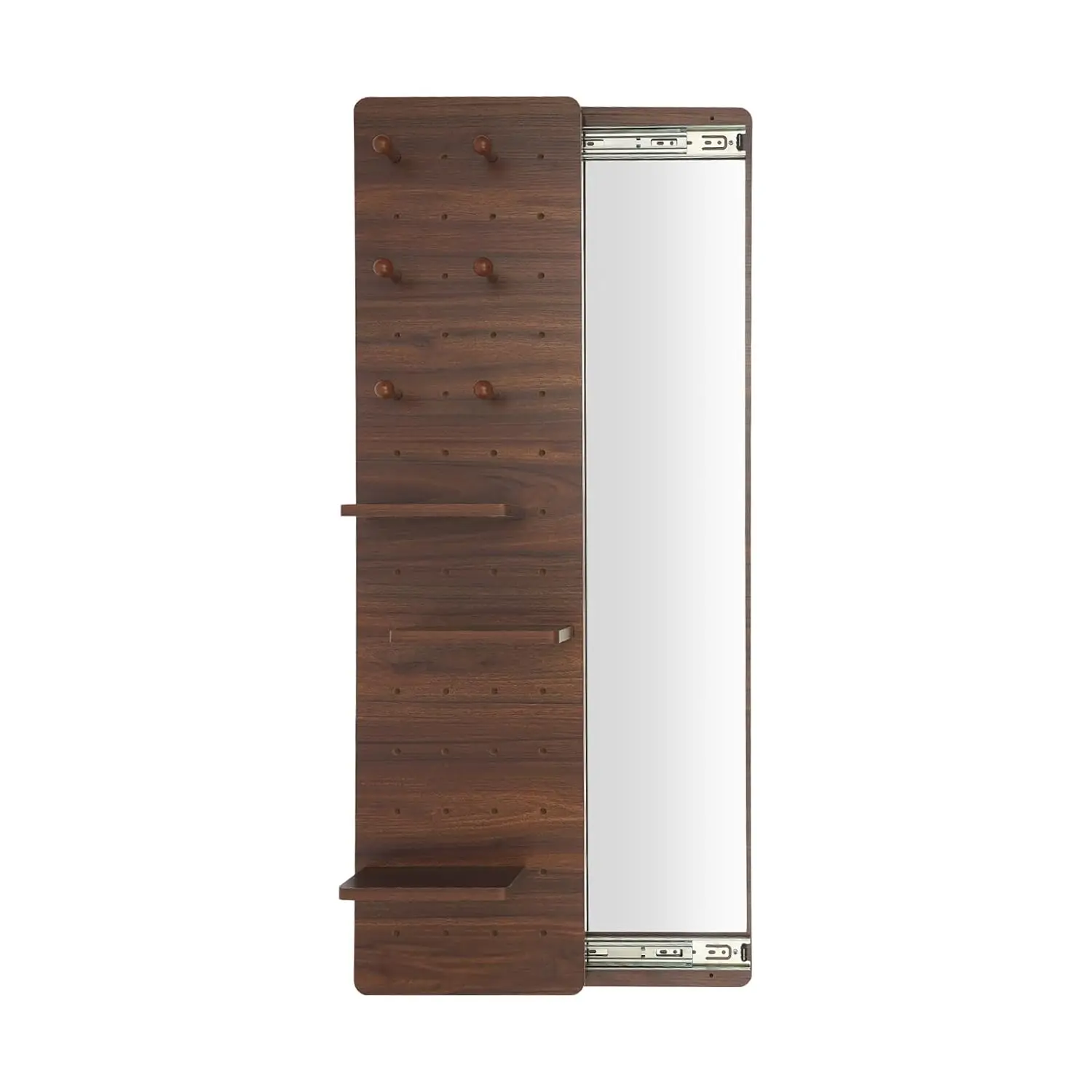 Wall-Mounted Full-Length Mirror Pegboard 3 Shelves 6 Hooks Slide Rail Bedroom Entryway Dressing Room 11x39in Walnut Customized
Wall-Mounted Full-Length Mirror Pegboard 3 Shelves 6 Hooks Slide Rail Bedroom Entryway Dressing Room 11x39in Walnut Customized