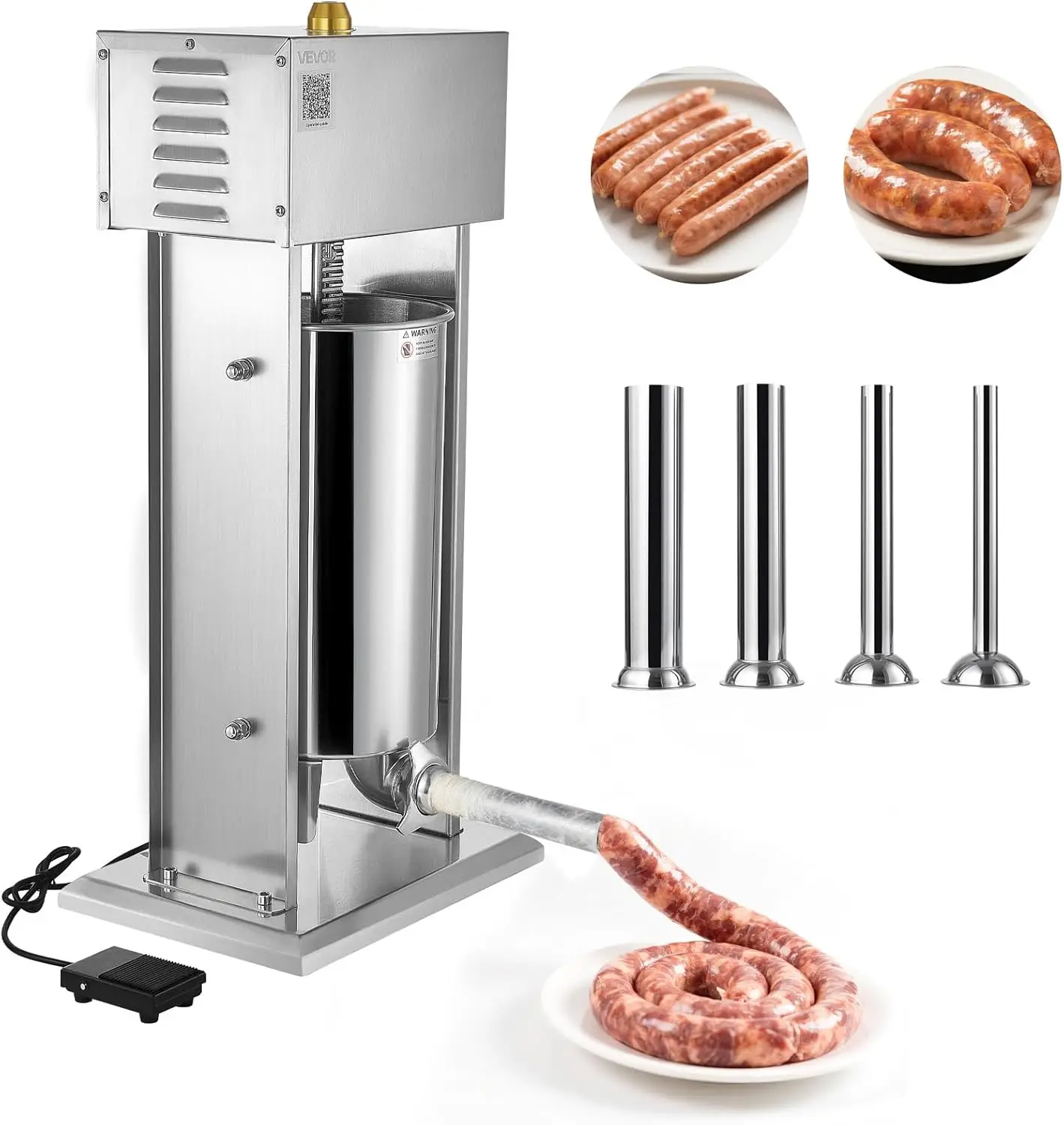 Electric Sausage Stuffer 33 LBS 15 L Vertical Meat Stuffer Stepless Speed Control and Foot Pedal Stainless Steel Heavy Duty
Electric Sausage Stuffer 33 LBS 15 L Vertical Meat Stuffer Stepless Speed Control and Foot Pedal Stainless Steel Heavy Duty