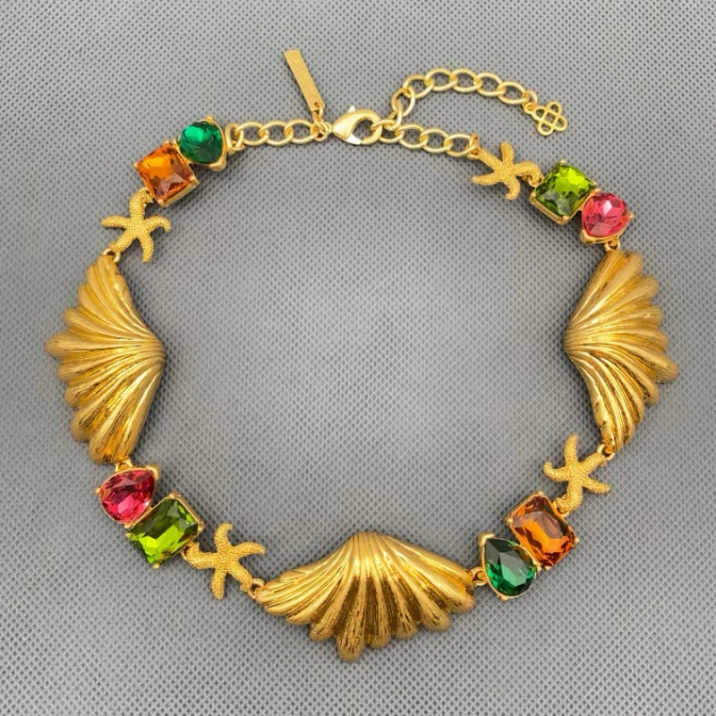 Oscar Bohemia Statement Necklace Luxury Shell & Crystal Runway Collar Elegant Designer Mermaid Jewelry for Gala Events Gift
Oscar Bohemia Statement Necklace Luxury Shell & Crystal Runway Collar Elegant Designer Mermaid Jewelry for Gala Events Gift