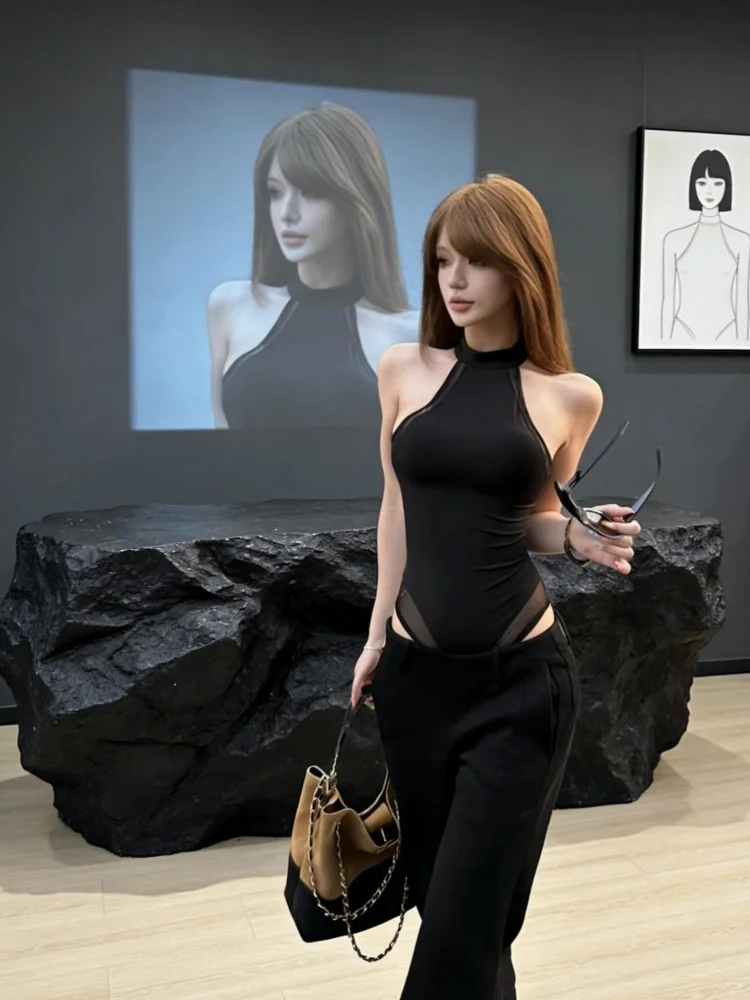 Bla Me Splice Hanging Ne-Piece Suit Women's Design Slimming Base Bla Netting Splice High Waist Korean Sle Commute
Bla Me Splice Hanging Ne-Piece Suit Women's Design Slimming Base Bla Netting Splice High Waist Korean Sle Commute