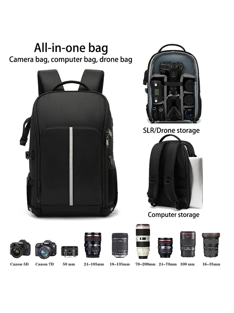Outdoor photography-specific large-capacity camera backpack, compatible with drones, photographer's bag with rain-proof function
Outdoor photography-specific large-capacity camera backpack, compatible with drones, photographer's bag with rain-proof function