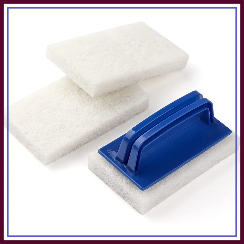Handled Bath Scrubber, Non-Scratch Scouring Pad for Shower, Tile, Bathtub, Sink, Spas, Hot Tubs, Pool Step
Handled Bath Scrubber, Non-Scratch Scouring Pad for Shower, Tile, Bathtub, Sink, Spas, Hot Tubs, Pool Step