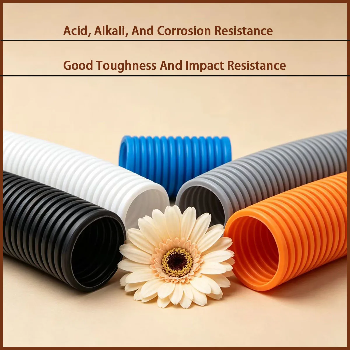 AD7.5-34.5mm multi-color PP corrugated pipe is used for wire protection, fluid transportation and other fields
AD7.5-34.5mm multi-color PP corrugated pipe is used for wire protection, fluid transportation and other fields