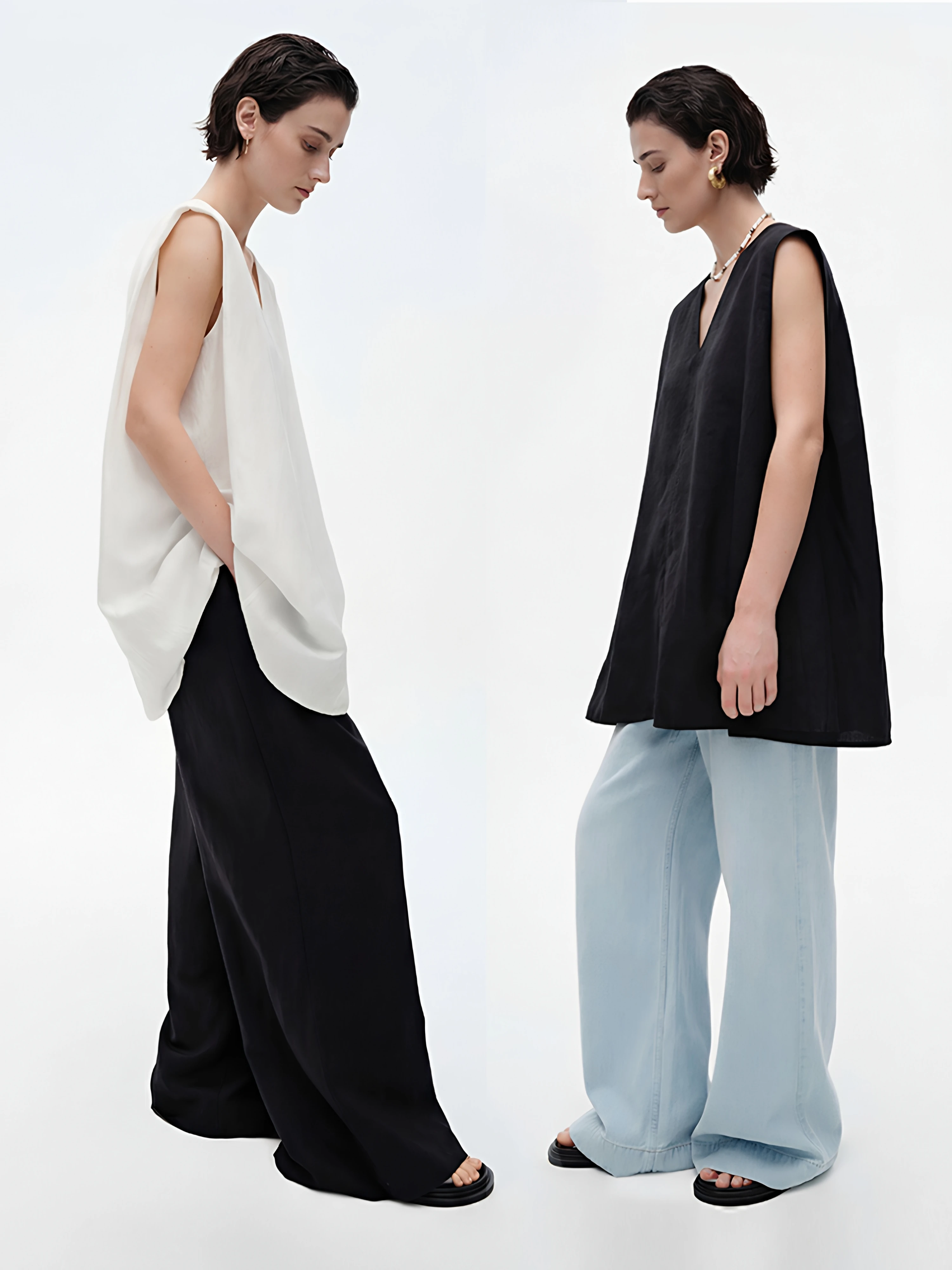 High-End Linen Vest Women's Loose Fit Fashionable Top V-Neck Mid-Length Sleeveless Outerwear Pure Color Minimalist Silhouette
High-End Linen Vest Women's Loose Fit Fashionable Top V-Neck Mid-Length Sleeveless Outerwear Pure Color Minimalist Silhouette