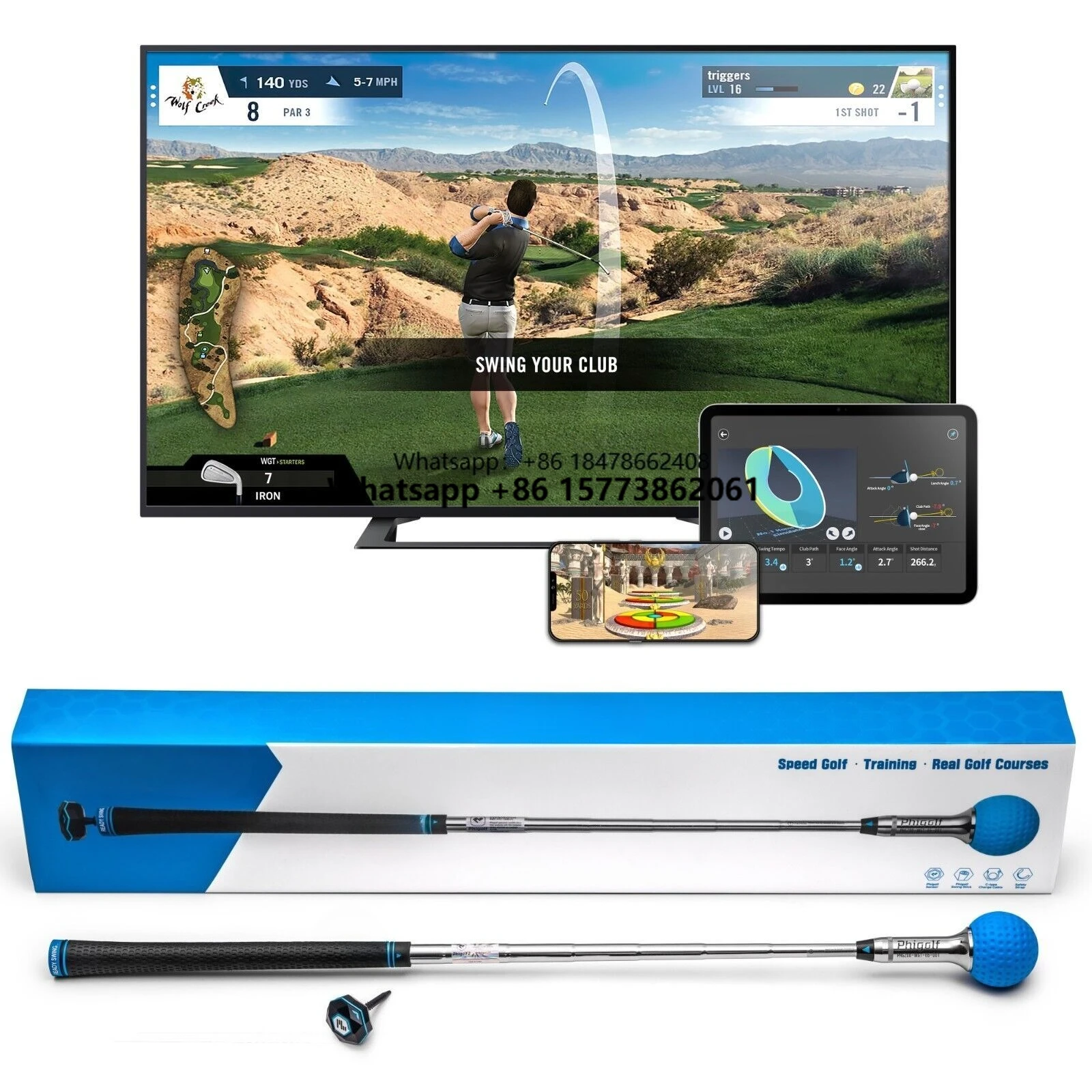 Pop Golf Simulator Swing Stick for Indoor & Outdoor Use Golf Swing Trainer with Upgraded Motion Sensor & 3D Swing Analysis
Pop Golf Simulator Swing Stick for Indoor & Outdoor Use Golf Swing Trainer with Upgraded Motion Sensor & 3D Swing Analysis
