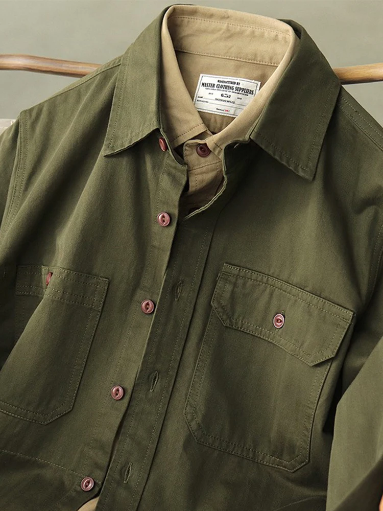 American Retro Military Green Long Sleeve Engineer Shirt Jacket for Men Casual Style Loose Fit Cotton Workwear Shirt
American Retro Military Green Long Sleeve Engineer Shirt Jacket for Men Casual Style Loose Fit Cotton Workwear Shirt
