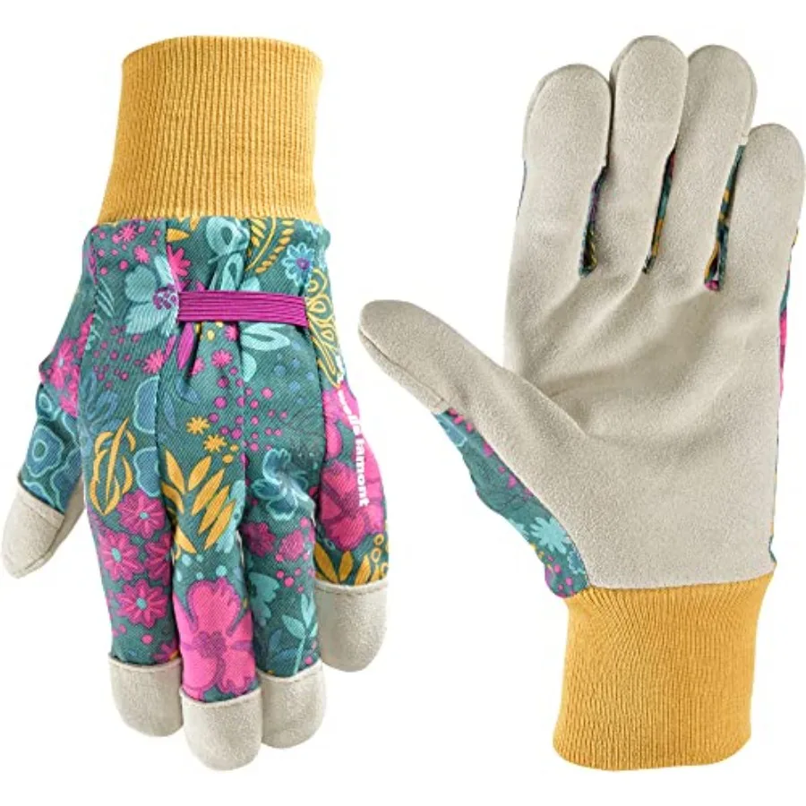 Women's Botanical Print Leather Palm Work and Gardening Gloves for outdoor use, genuine leather palm, green floral pattern, dur
Women's Botanical Print Leather Palm Work and Gardening Gloves for outdoor use, genuine leather palm, green floral pattern, dur