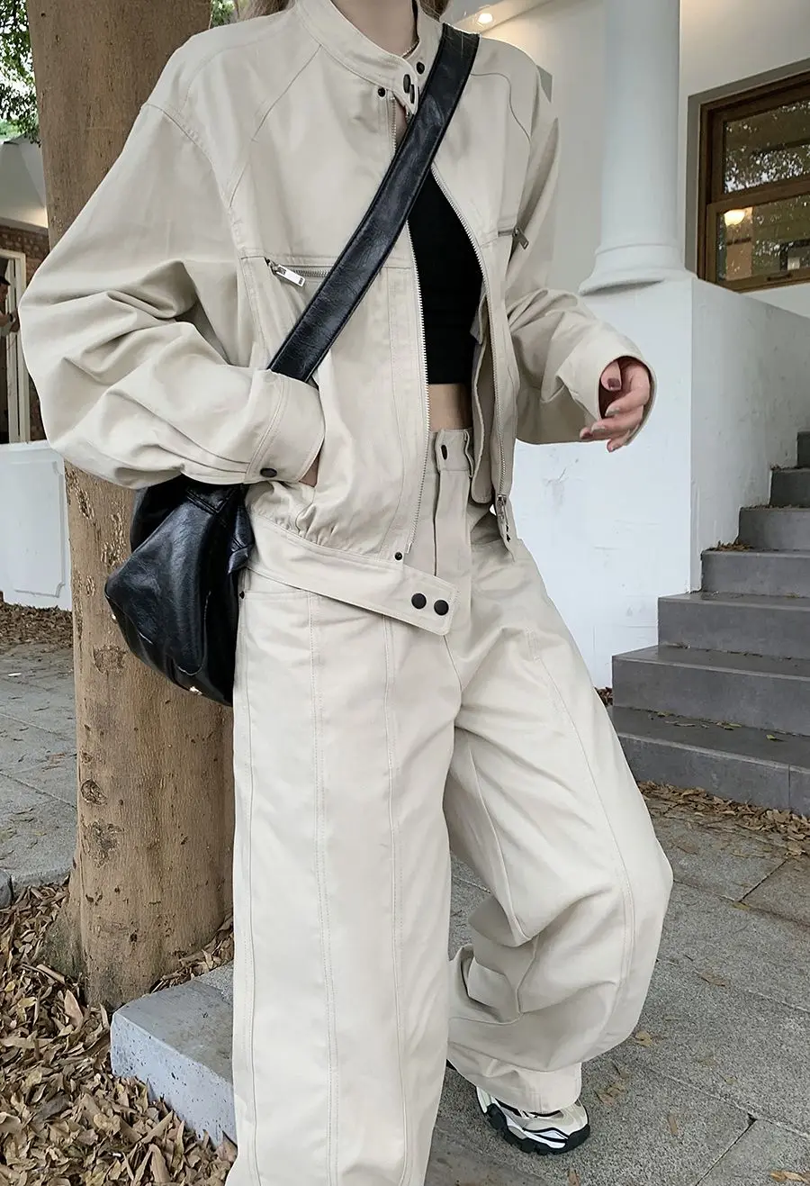 Design Zipper Splicing Long Sleeve Jacket Loose Leg Casual Pants Women's Autumn Fashion Suit
Design Zipper Splicing Long Sleeve Jacket Loose Leg Casual Pants Women's Autumn Fashion Suit