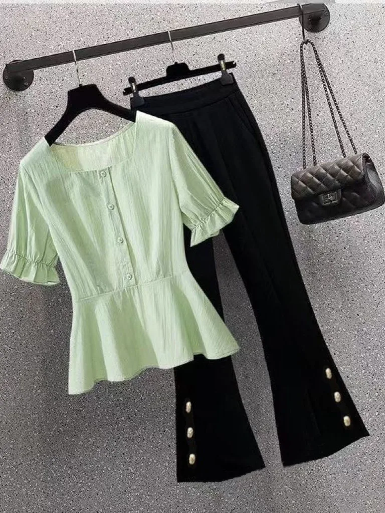 plus Size Fashionable Women's Summer Outfit Slimming Top Set Casual Pants Two Piece Set Age Defying Body Concealing Micro Flare
plus Size Fashionable Women's Summer Outfit Slimming Top Set Casual Pants Two Piece Set Age Defying Body Concealing Micro Flare