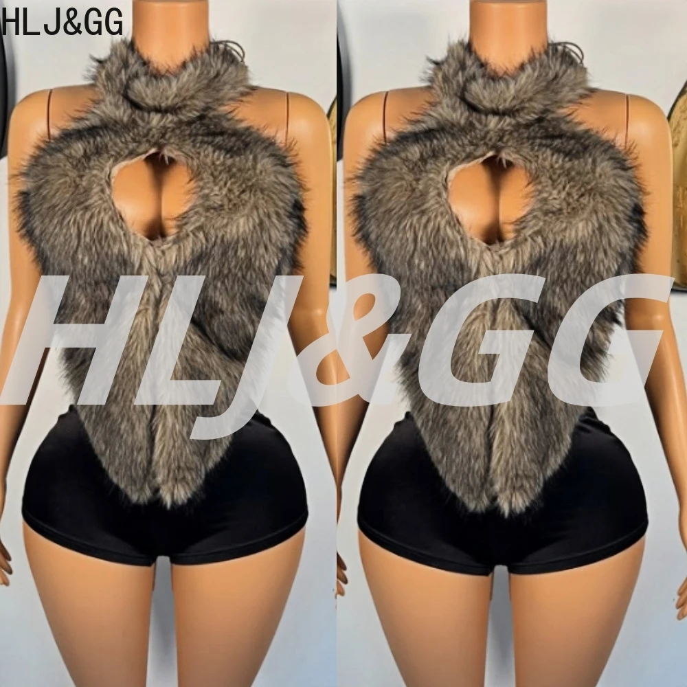 HLJ&GG Brown Sexy Fur Halter Bandage Two Piece Sets Women Sleeveless Backless Slim Crop Top And Shorts Outfit Fashion Streetwear
HLJ&GG Brown Sexy Fur Halter Bandage Two Piece Sets Women Sleeveless Backless Slim Crop Top And Shorts Outfit Fashion Streetwear