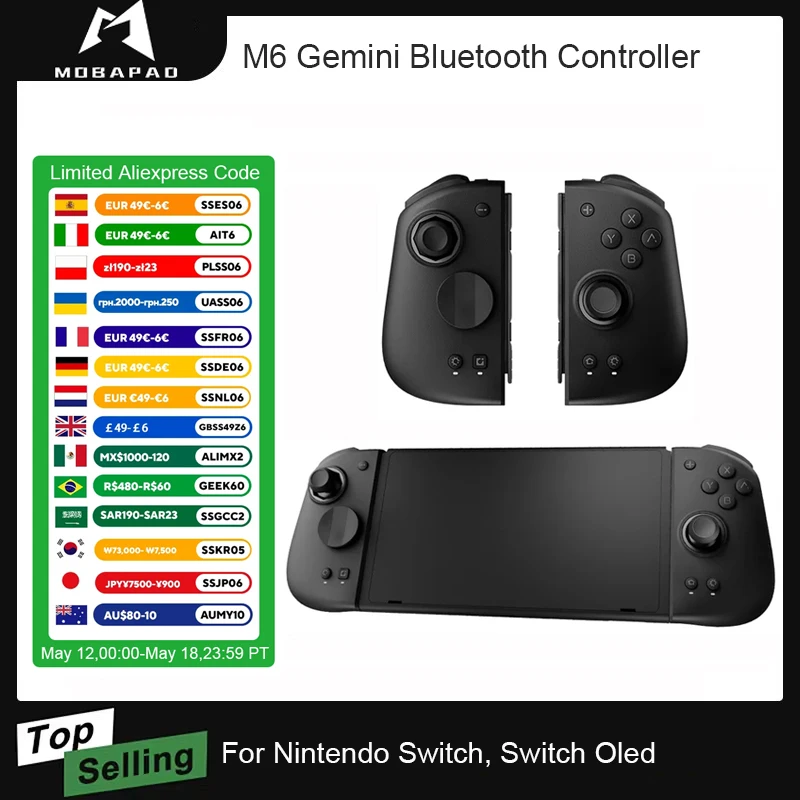 Беспроводной игровой контроллер MOBAPAD M6s Gemini Bluetooth с сенсорным джойстиком, геймпад для Nintendo Switch/переключателя OLED
Беспроводной игровой контроллер MOBAPAD M6s Gemini Bluetooth с сенсорным джойстиком, геймпад для Nintendo Switch/переключателя OLED