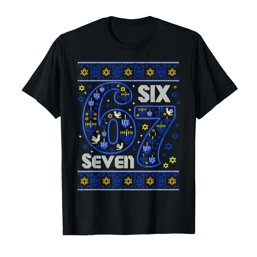 Hanukkah 67 Six Seven Meme T-shirt For Men Women 100% Cotton T Shirts Short Sleeve Tops 1208-2
Hanukkah 67 Six Seven Meme T-shirt For Men Women 100% Cotton T Shirts Short Sleeve Tops 1208-2