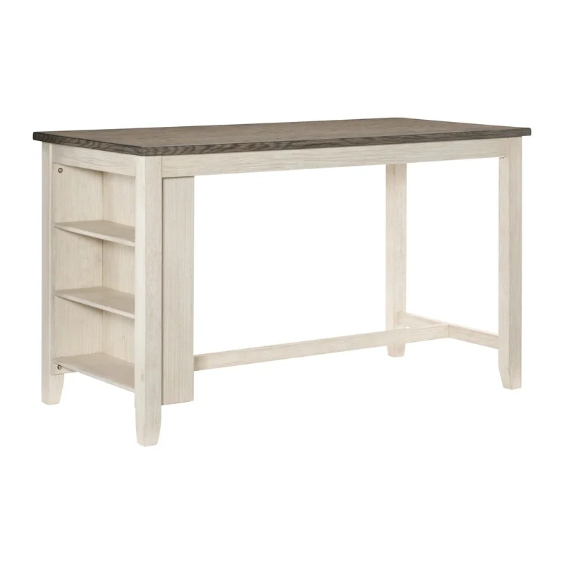 Counter Height Table with Built-in Shelves, Wooden Multifunctional Kitchen Dining Furniture in Antique White and Rosy Brown
Counter Height Table with Built-in Shelves, Wooden Multifunctional Kitchen Dining Furniture in Antique White and Rosy Brown