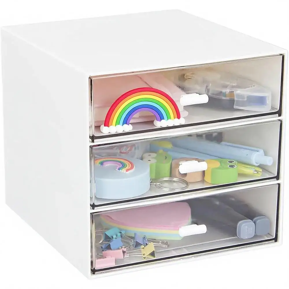 3-Drawer Clear Plastic Desk Organizer for Office Supplies, Pens, Markers, and Accessories
3-Drawer Clear Plastic Desk Organizer for Office Supplies, Pens, Markers, and Accessories