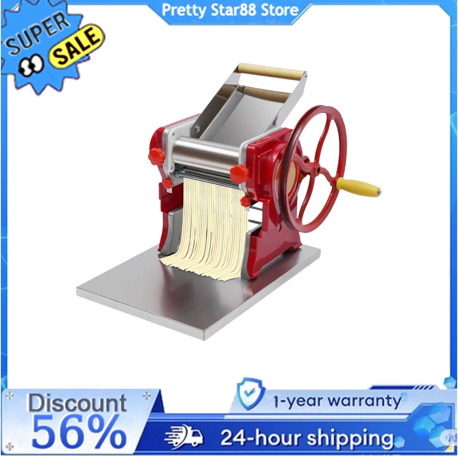 Noodle Pasta Dumpling Press Maker Machine Commercial Manual Dough Roller Sheeter Red Hand-cranked
Noodle Pasta Dumpling Press Maker Machine Commercial Manual Dough Roller Sheeter Red Hand-cranked