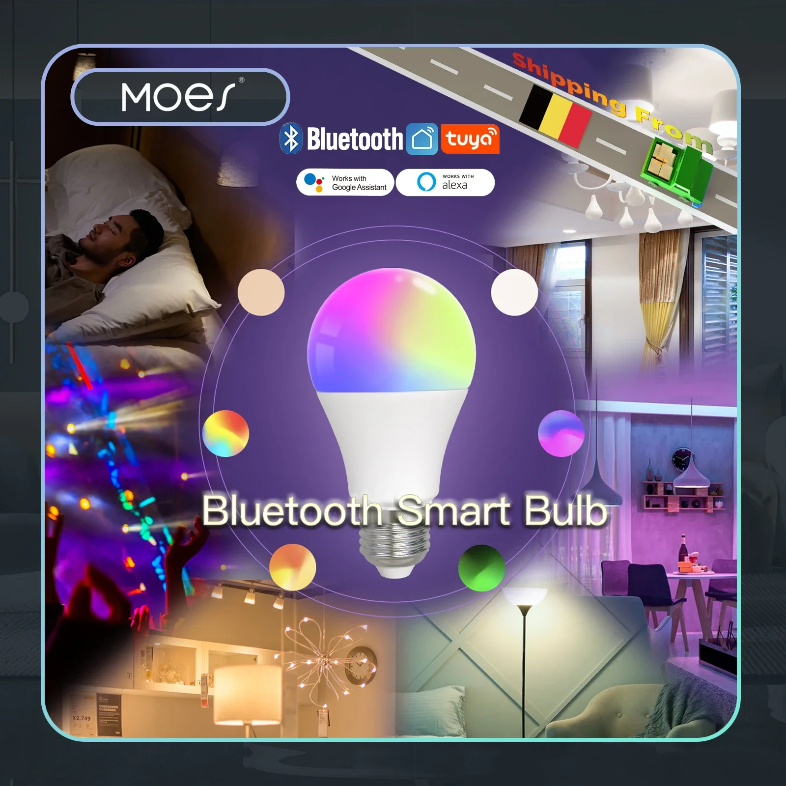 MOES Bluetooth LED Bulb E27 Dimmable Smart Light Lamp Color Adjustable,Compatible with Alexa and Google Voice,Perfect for Partie
MOES Bluetooth LED Bulb E27 Dimmable Smart Light Lamp Color Adjustable,Compatible with Alexa and Google Voice,Perfect for Partie