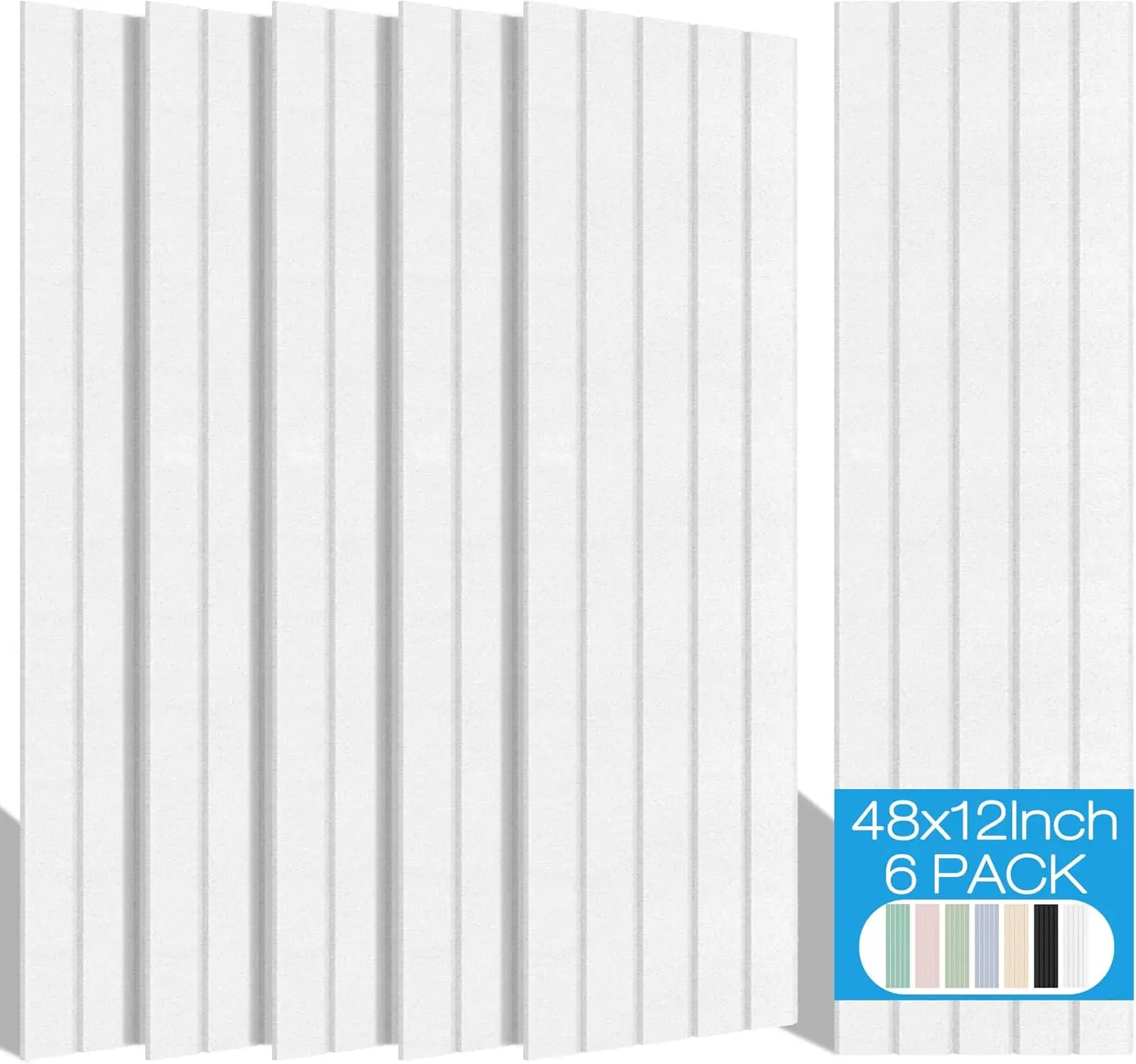 Large Acoustic Panels 6 Pack 48x12 Inches, Self-Adhesive Soundproof Wall Panels for Home Studio Office, White
Large Acoustic Panels 6 Pack 48x12 Inches, Self-Adhesive Soundproof Wall Panels for Home Studio Office, White