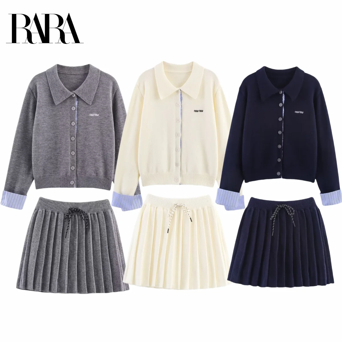 RARA2025 Womens Autumn New Contrast Color Patchwork Lapel Long Sleeve Knitted Cardigan Top and Casual Knitted Mini Pleated Skirt
RARA2025 Womens Autumn New Contrast Color Patchwork Lapel Long Sleeve Knitted Cardigan Top and Casual Knitted Mini Pleated Skirt
