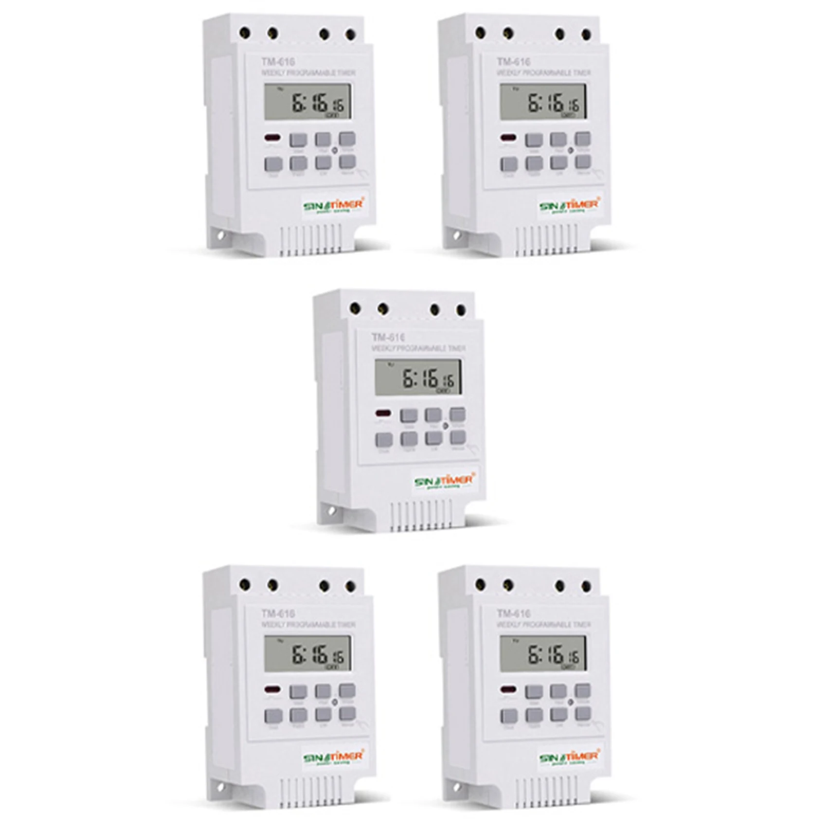 5X TM616W-2 30A 220V Electronic Weekly Programmable Digital Time Switch Relay Timer Control Timer Din Rail Mount
5X TM616W-2 30A 220V Electronic Weekly Programmable Digital Time Switch Relay Timer Control Timer Din Rail Mount