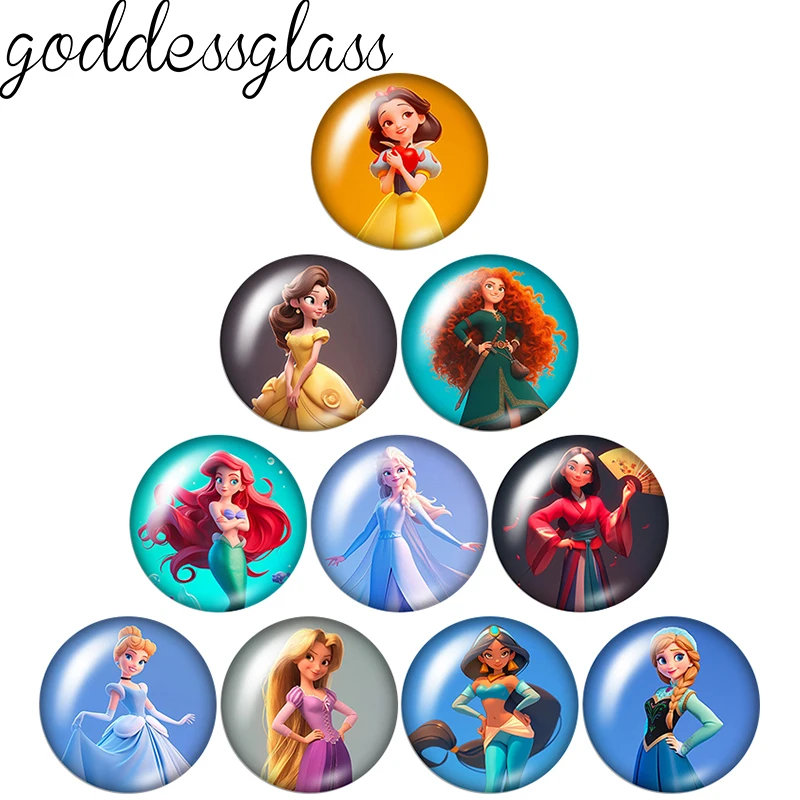 Disney Cartoon Princesses Snow white Elsa Anna 12mm/18mm/20mm/25mm Round photo glass cabochon flat back Making findings keychain
Disney Cartoon Princesses Snow white Elsa Anna 12mm/18mm/20mm/25mm Round photo glass cabochon flat back Making findings keychain