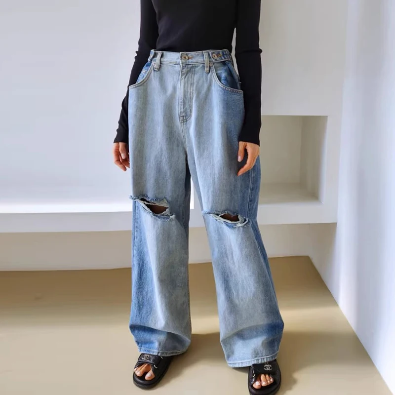 SuperAen 2024 Korean Chic Spring Fashion Two Color Design High Waist Wide Leg Straight Jeans
SuperAen 2024 Korean Chic Spring Fashion Two Color Design High Waist Wide Leg Straight Jeans