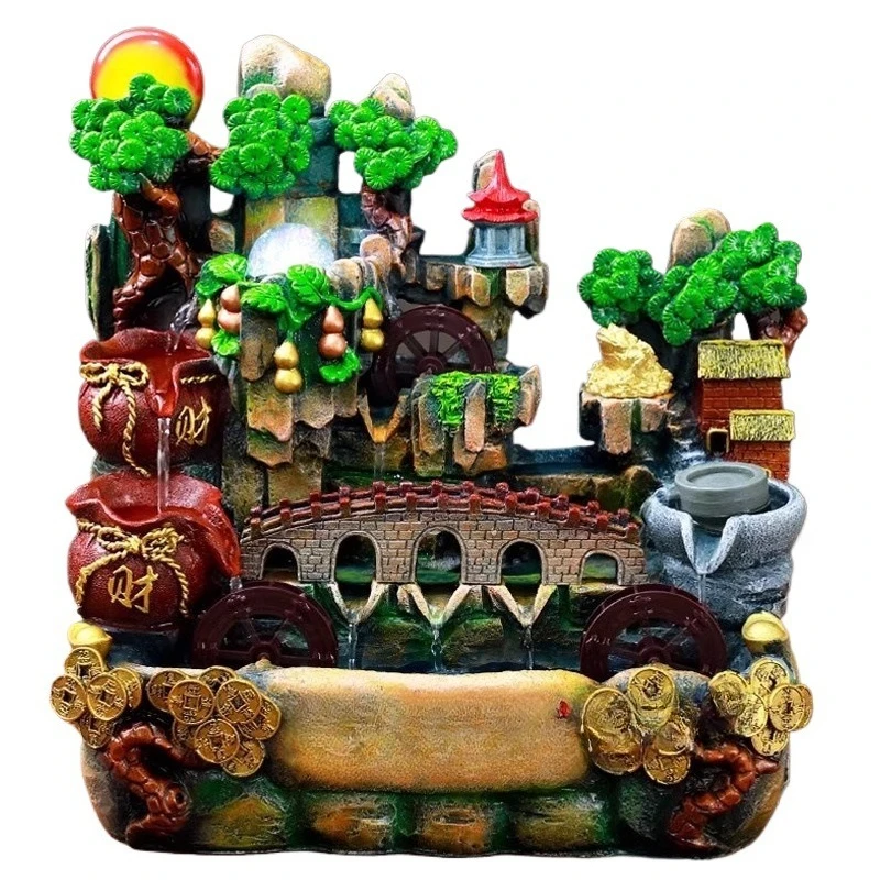 Water wheel feng wheel rockery flowing water fountain feature landscape alpine wealth 
Water wheel feng wheel rockery flowing water fountain feature landscape alpine wealth