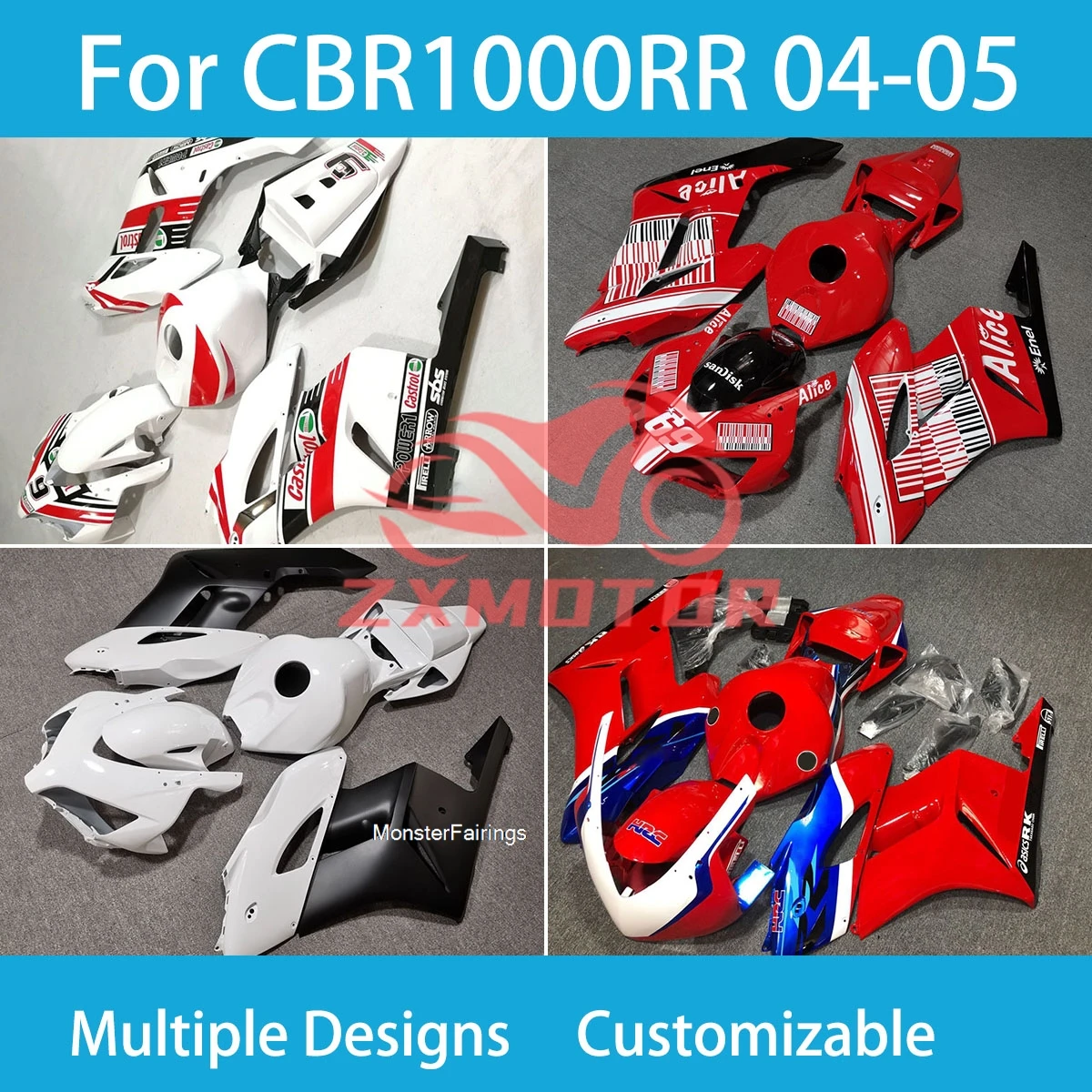 New Style Fairings CBR1000RR 04 05 Rebuil Motorcycle Fairing Kit Free Custom for Honda CBR 1000RR 2004 2005
New Style Fairings CBR1000RR 04 05 Rebuil Motorcycle Fairing Kit Free Custom for Honda CBR 1000RR 2004 2005