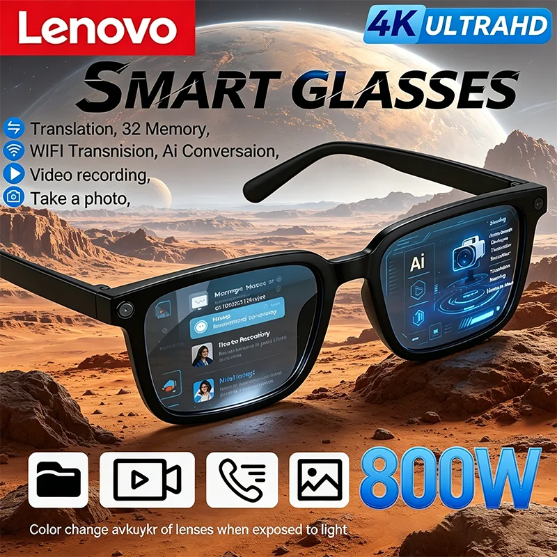 Lenovo New AI Smart Glasses AI Translation 8MP HD Camera 4K Shooting Image Bluetooth Call Recording Music Smart Sunglasses 2026
Lenovo New AI Smart Glasses AI Translation 8MP HD Camera 4K Shooting Image Bluetooth Call Recording Music Smart Sunglasses 2026