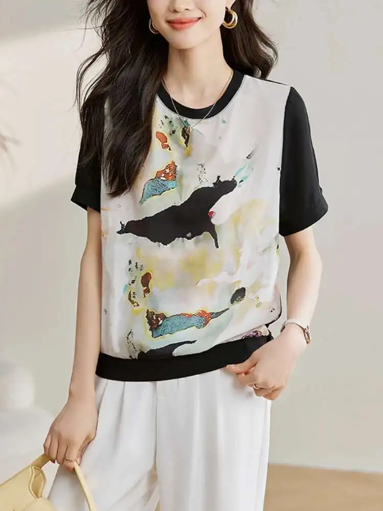 2025 New Spring Summer Casual T-shirts Fashion Printed Ladies T-shirts Short Sleeve Tees Tops Chic Knitted Pullover Sweater
2025 New Spring Summer Casual T-shirts Fashion Printed Ladies T-shirts Short Sleeve Tees Tops Chic Knitted Pullover Sweater