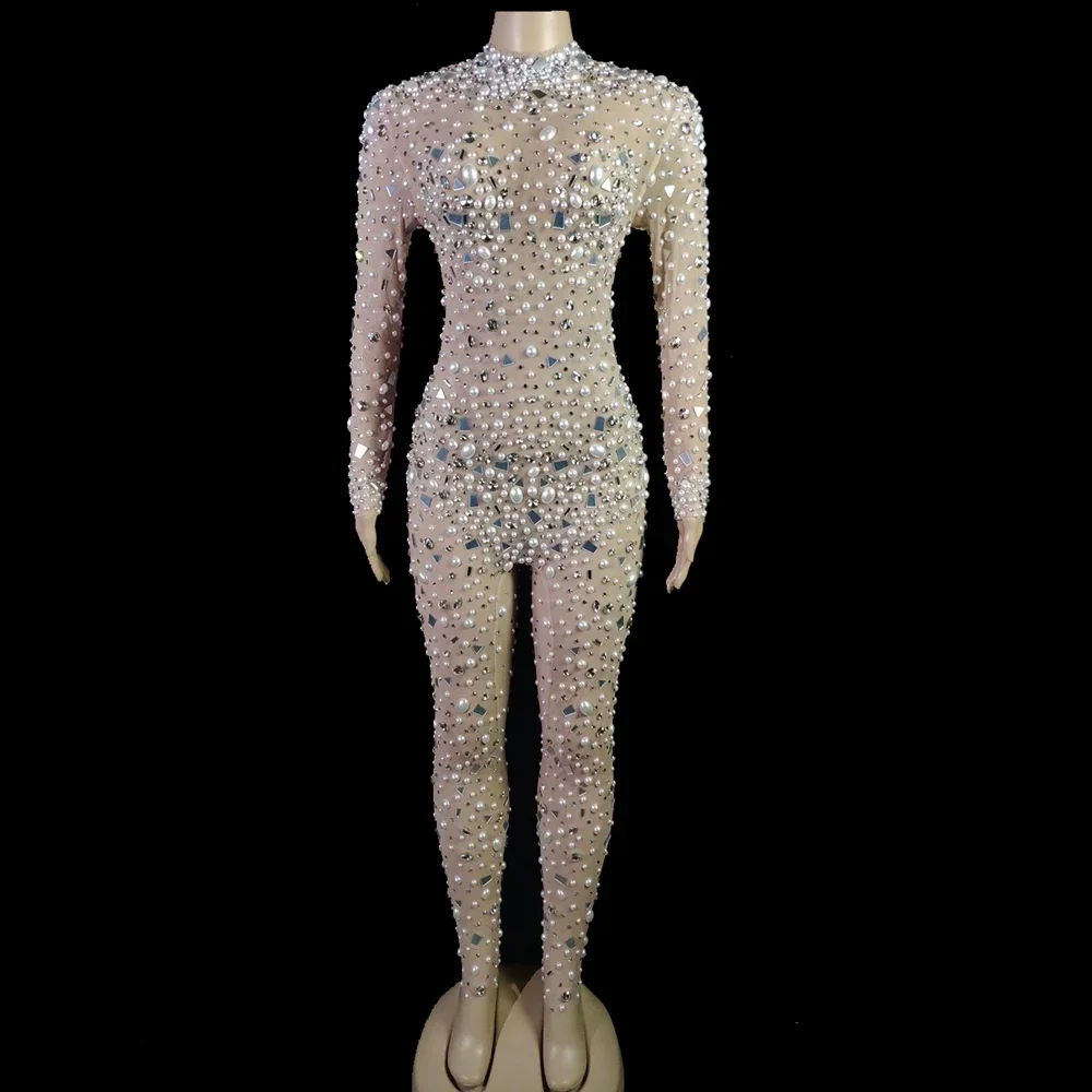 Luxury Pearls Mirrors Bodysuit Rhinestones Transparent Jumpsuit Gloves Evening Prom Party Birthday Celebrate Outfit Stage Wear
Luxury Pearls Mirrors Bodysuit Rhinestones Transparent Jumpsuit Gloves Evening Prom Party Birthday Celebrate Outfit Stage Wear