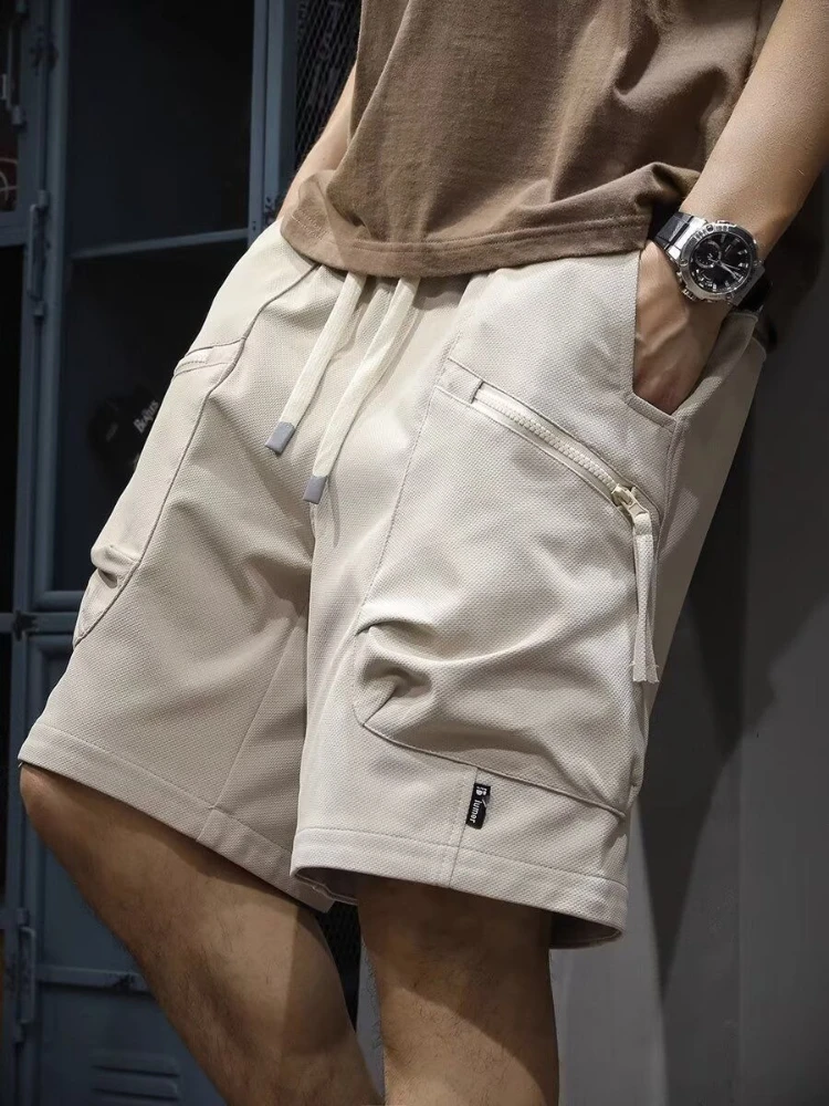 Summer Men's Straight Cut Shorts in Workwear Style with Drawstring Waist and Zipper Details for Casual Wear
Summer Men's Straight Cut Shorts in Workwear Style with Drawstring Waist and Zipper Details for Casual Wear