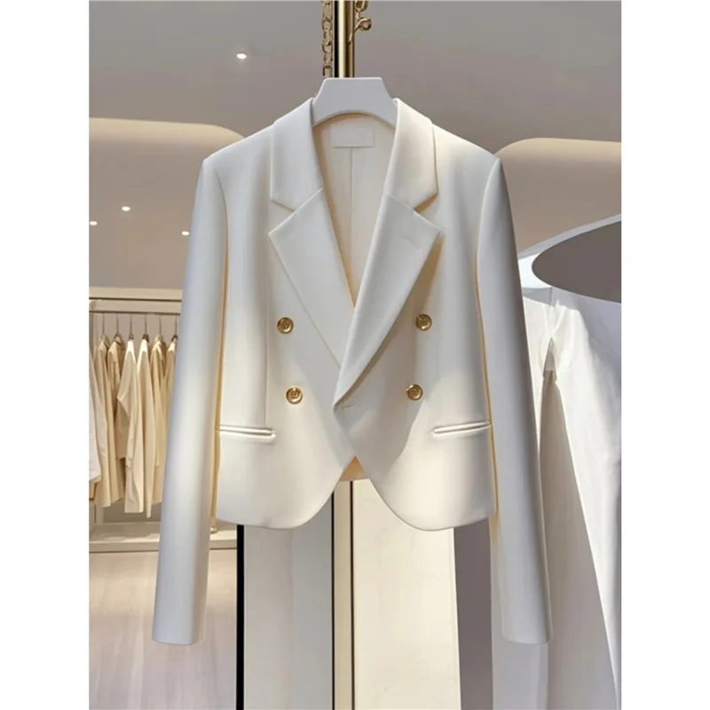 2025 Spring Women White Blazer Short Elegant Double Breasted Lapel Casual Jacket Luxury Office Wear Coat Female Suit Outerwear
2025 Spring Women White Blazer Short Elegant Double Breasted Lapel Casual Jacket Luxury Office Wear Coat Female Suit Outerwear