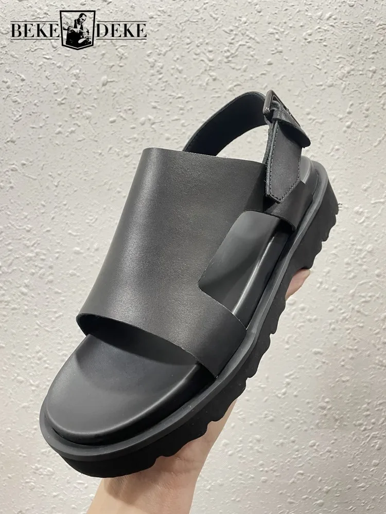 Vintage Mens Black Cowhide Genuine Leather Sandals Buckle Strap Antiskid Platform Casual Beach Shoes Open Toe Glaidator Sandals
Vintage Mens Black Cowhide Genuine Leather Sandals Buckle Strap Antiskid Platform Casual Beach Shoes Open Toe Glaidator Sandals