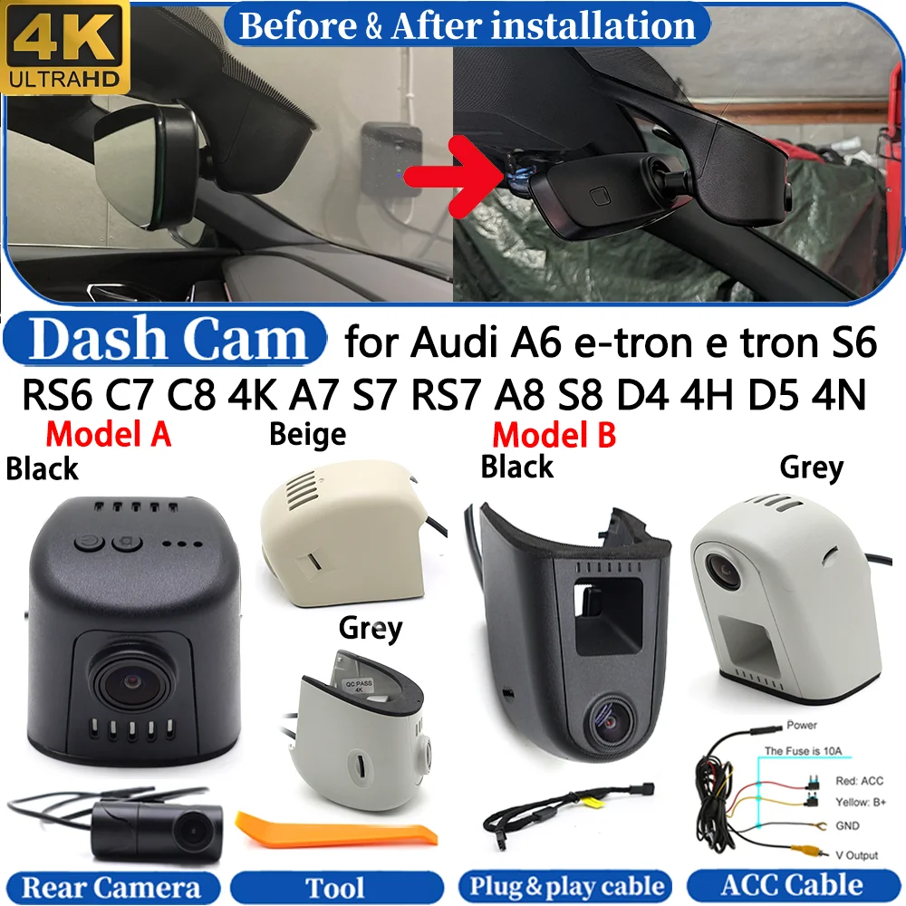 Dash Cam for Audi A5 S5 RS5 8T 8F A6 S6 RS6 C6 4F C7 4G A7 S7 RS7 4G8 Front&Rear 4K DVR Dashboard Camera Video Drive Recorder
Dash Cam for Audi A5 S5 RS5 8T 8F A6 S6 RS6 C6 4F C7 4G A7 S7 RS7 4G8 Front&Rear 4K DVR Dashboard Camera Video Drive Recorder