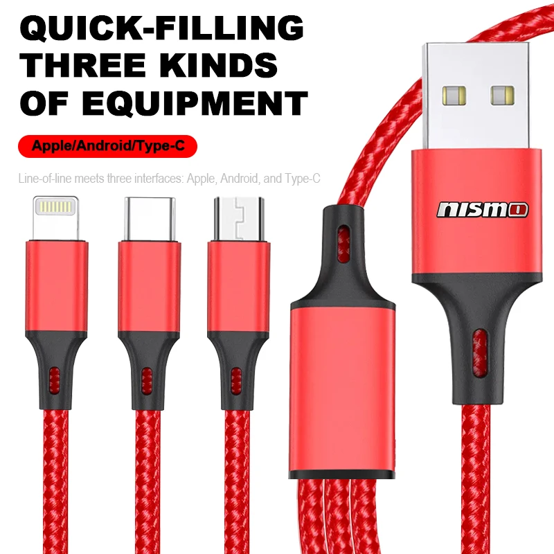 1Pcs Car Electronics 3 in 1 Type C Lightning Micro USB Car Fast Charging Cable for Nisom Nissan Tiida Teana Skyline Juke X-trail
1Pcs Car Electronics 3 in 1 Type C Lightning Micro USB Car Fast Charging Cable for Nisom Nissan Tiida Teana Skyline Juke X-trail