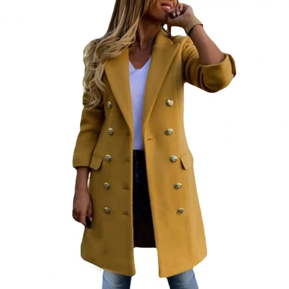 Warm Women Jacket Elegant Double-breasted Women's Jacket with Turn-down Collar Pockets Slim Fit Stylish Thermal for Commuting
Warm Women Jacket Elegant Double-breasted Women's Jacket with Turn-down Collar Pockets Slim Fit Stylish Thermal for Commuting