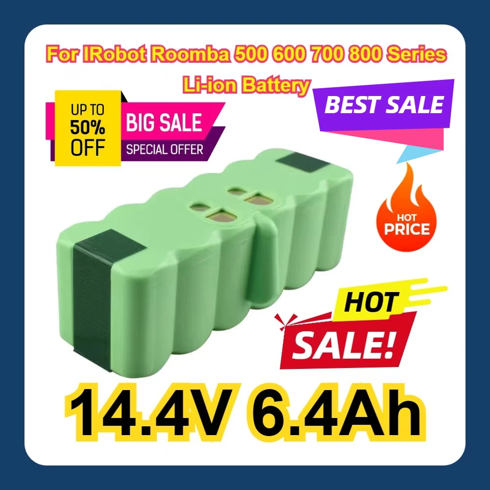 14.4V For IRobot Roomba 800 500 600 700 Series Li-ion Battery Replace 6.4Ah
14.4V For IRobot Roomba 800 500 600 700 Series Li-ion Battery Replace 6.4Ah