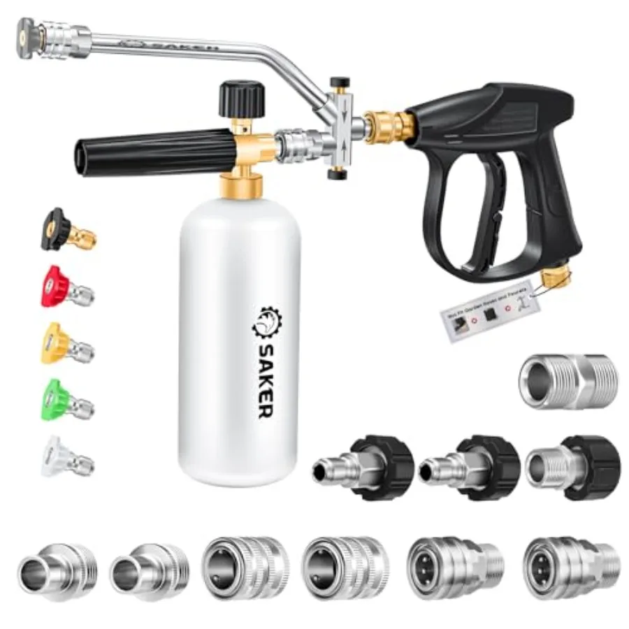 Foam Cannon for Pressure Washer Kit with 10 PCS Saker Pressure Washer Hose Connector SetPressure Washer Gun for Car Washi
Foam Cannon for Pressure Washer Kit with 10 PCS Saker Pressure Washer Hose Connector SetPressure Washer Gun for Car Washi