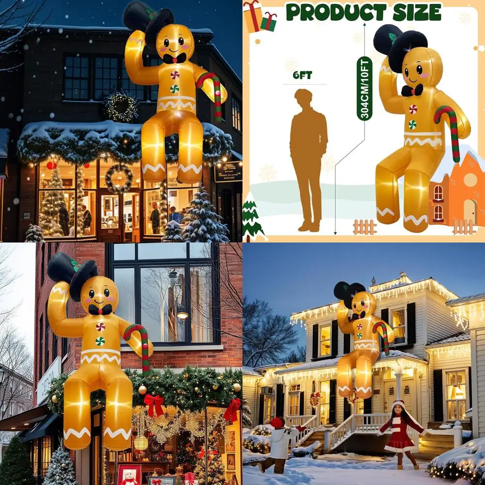 Giant Climbing Gingerbread Christmas Inflatable Outdoor Decoration with 8 LED Lights, Roof Yard Lawn Xmas Decor
Giant Climbing Gingerbread Christmas Inflatable Outdoor Decoration with 8 LED Lights, Roof Yard Lawn Xmas Decor