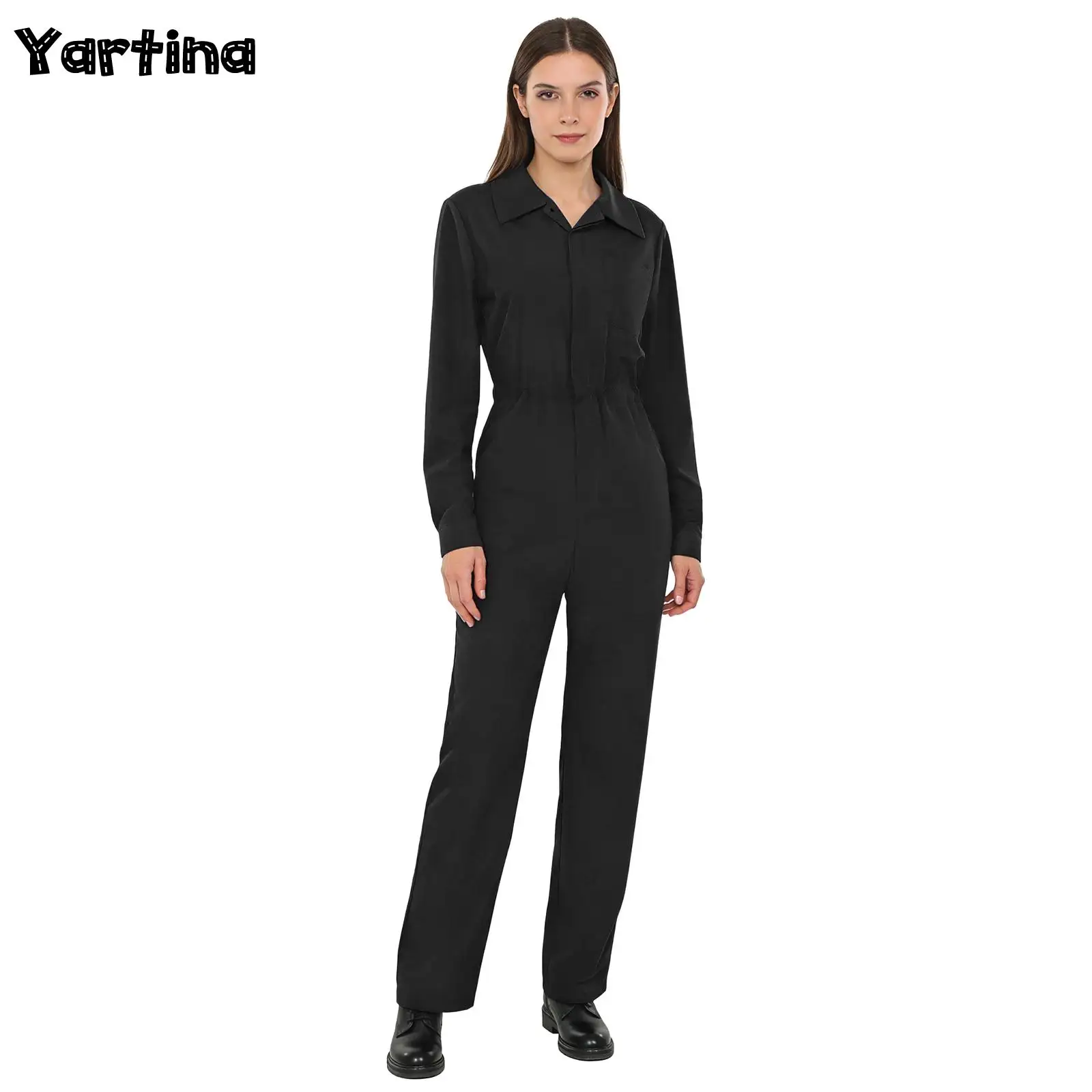 Womens Adult Fashion Button Coverall Work Overall Costume Casual Solid Colo-Down Collar Long Sleeve Jumpsuit Work Travel Rompers
Womens Adult Fashion Button Coverall Work Overall Costume Casual Solid Colo-Down Collar Long Sleeve Jumpsuit Work Travel Rompers