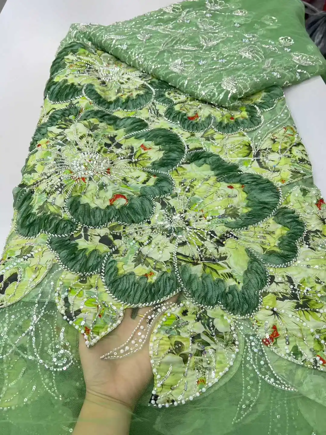 3D Sheer Beaded Fabric Latest 2025 French African Nigerian Chiffon Sequins Lace Fabric Women's Wedding Dress Material 5 Yards
3D Sheer Beaded Fabric Latest 2025 French African Nigerian Chiffon Sequins Lace Fabric Women's Wedding Dress Material 5 Yards