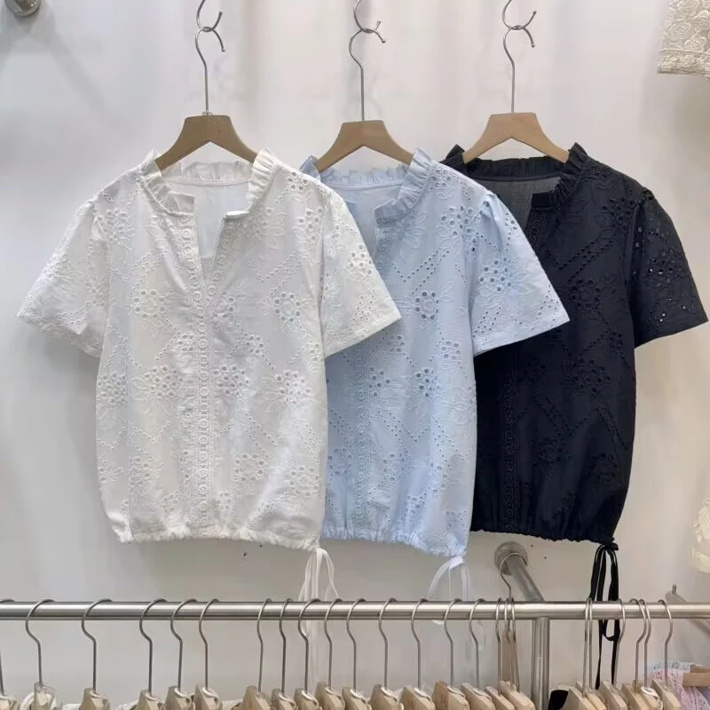 Korean Style Splice Lace Hollow out Short Sleeve Shirt Women's Breathable Casual Fashion Summer New Embroidery Hollow out Bel...
Korean Style Splice Lace Hollow out Short Sleeve Shirt Women's Breathable Casual Fashion Summer New Embroidery Hollow out Bel...