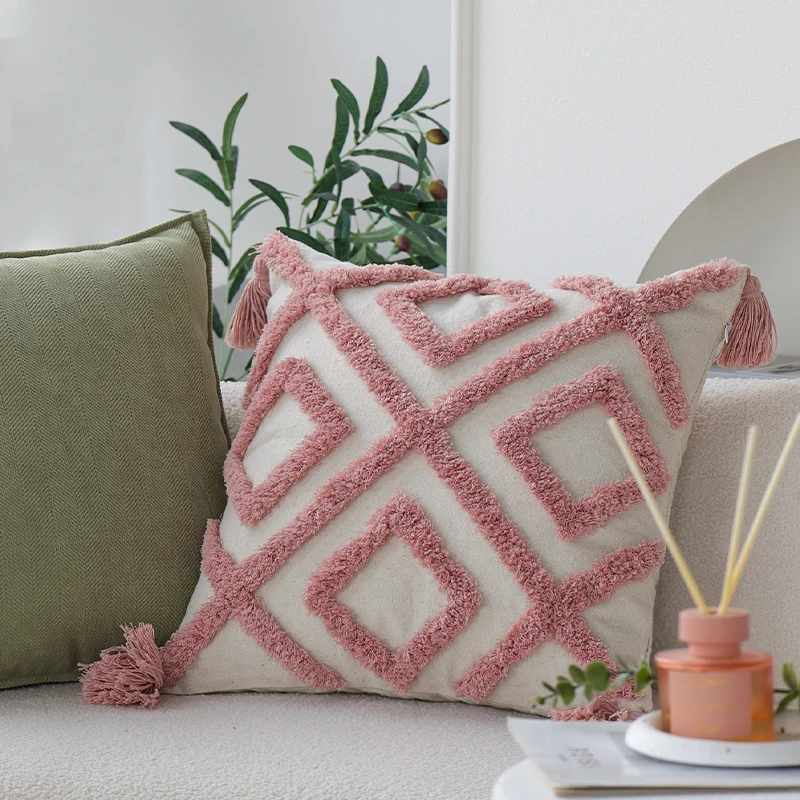 Pink Square Pattern Tufted Tassels Cushions Cover Cotton Vintage Minimalist Decorative Sofa Cushions Covers Home Items 45x45cm
Pink Square Pattern Tufted Tassels Cushions Cover Cotton Vintage Minimalist Decorative Sofa Cushions Covers Home Items 45x45cm