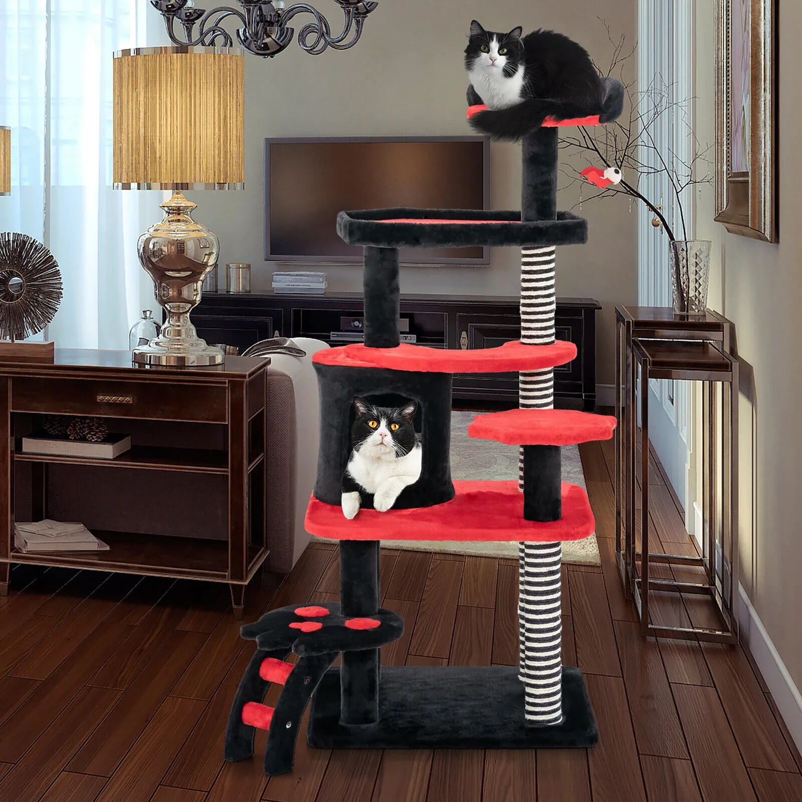Gothic Cat Tree 52'' Tall Cat Tower w/ Cat Bed Cat Condo Sisal Scratching Post
Gothic Cat Tree 52'' Tall Cat Tower w/ Cat Bed Cat Condo Sisal Scratching Post