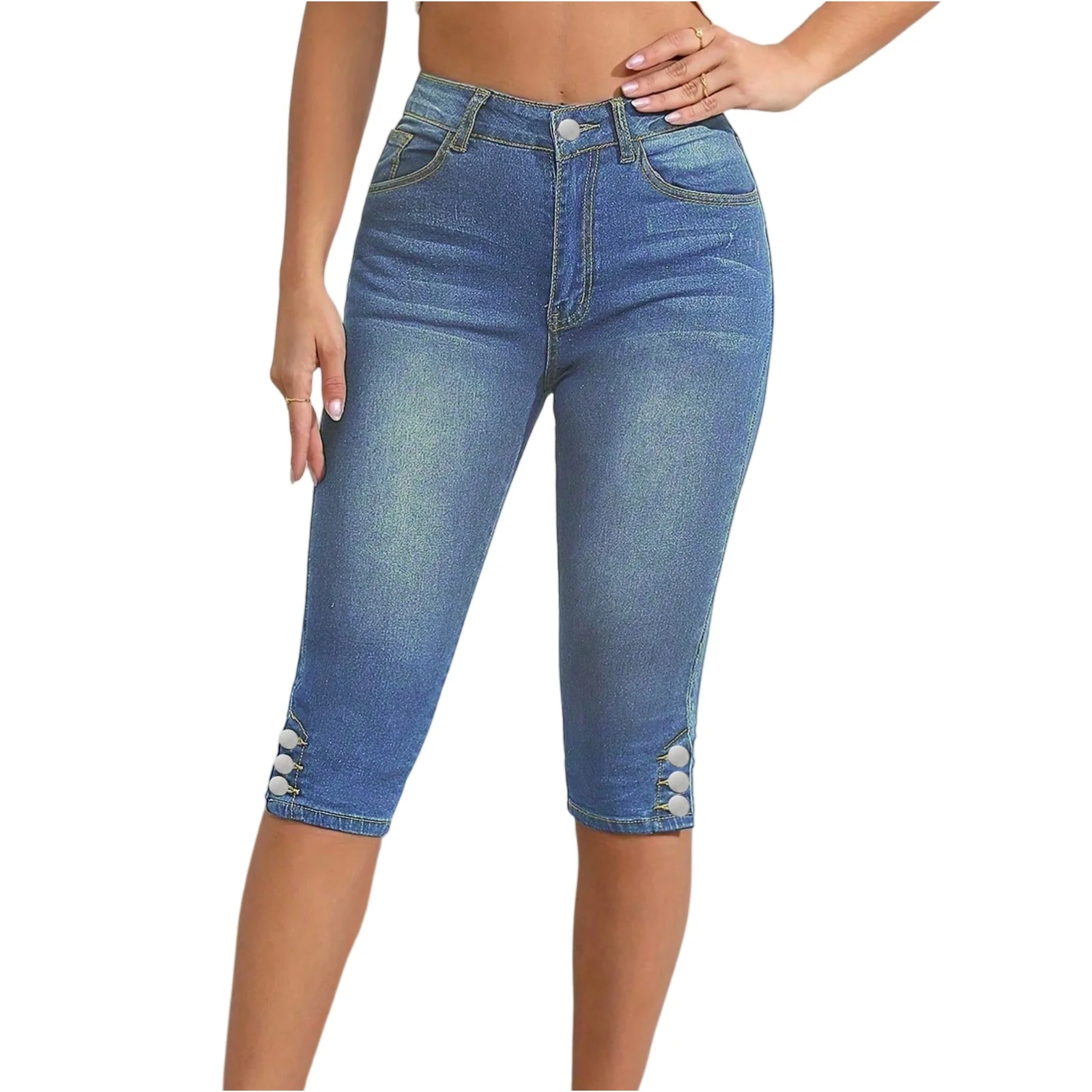 Women's High Waist Slim Pencil Denim Shorts Calf-length Trousers Summer Capris Female High Waist Jeans Slim-Fit Straight Denim
Women's High Waist Slim Pencil Denim Shorts Calf-length Trousers Summer Capris Female High Waist Jeans Slim-Fit Straight Denim