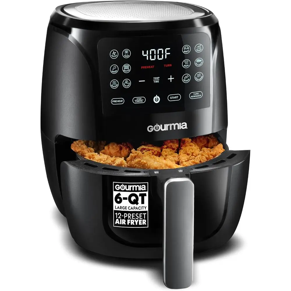 6 Qt Large Capacity Digital Air Fryer with 360° Rotation, 12 Presets, Roast, Bake, Broil, Dehydrate, Dishwasher Safe Accessories
6 Qt Large Capacity Digital Air Fryer with 360° Rotation, 12 Presets, Roast, Bake, Broil, Dehydrate, Dishwasher Safe Accessories