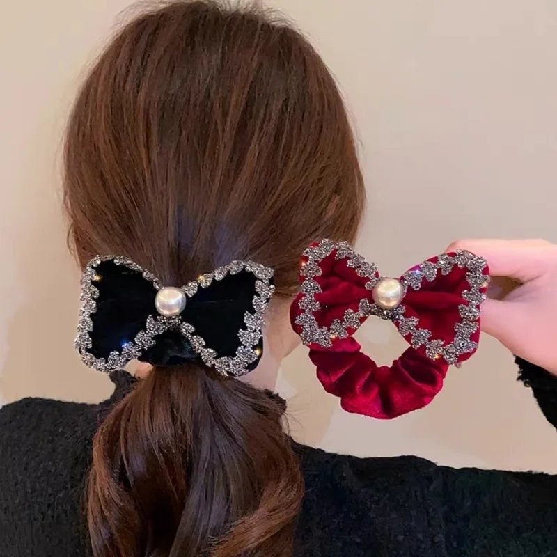 1pc Velvet Rhinestone Bow Scrunchie New Vintage Elastic Hair Bands Ponytail Holder Rubber Band Women Hair Rope Hair Accessories
1pc Velvet Rhinestone Bow Scrunchie New Vintage Elastic Hair Bands Ponytail Holder Rubber Band Women Hair Rope Hair Accessories